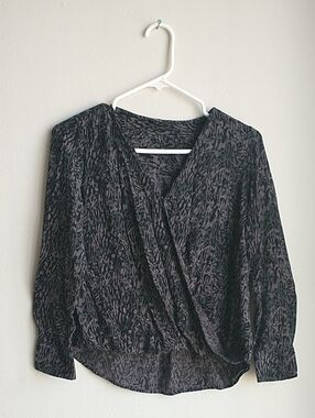 Rails Black & Charcoal Abstract Wrap Blouse